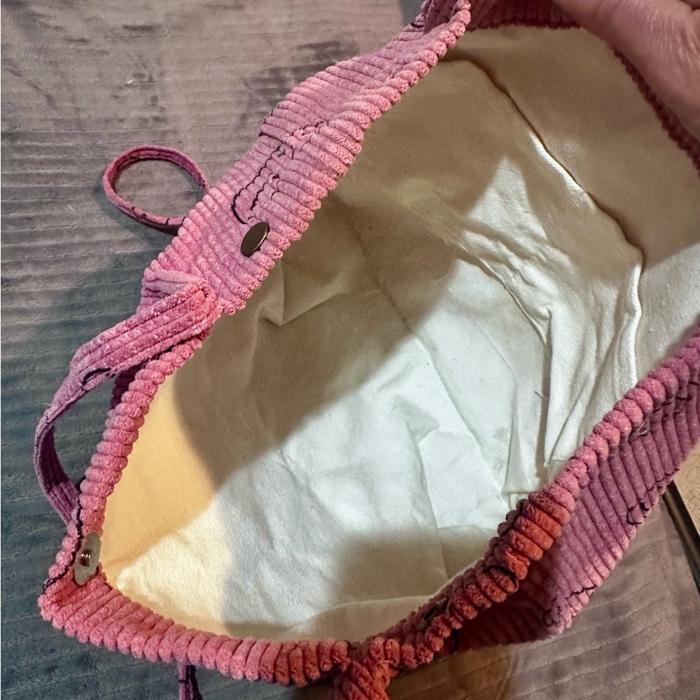 Pink Corduroy Smiley Face Tote Bag - Picture 8 of 13